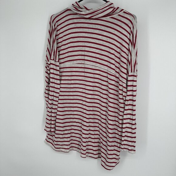 Anthropologie Bordeaux Red Heather light gray stripe top Cowl Neck Size Small - Picture 3 of 4